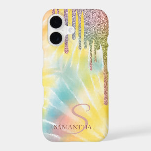 Elegant Glitter Drips,Rainbow Tie Dye