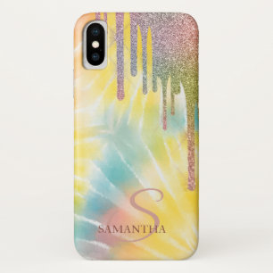 Elegant Glitter Drips,Rainbow Tie Dye Case-Mate iPhone Case