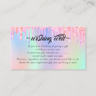 Elegant Glitter Drips Wishing Well for Wedding Enclosure Card