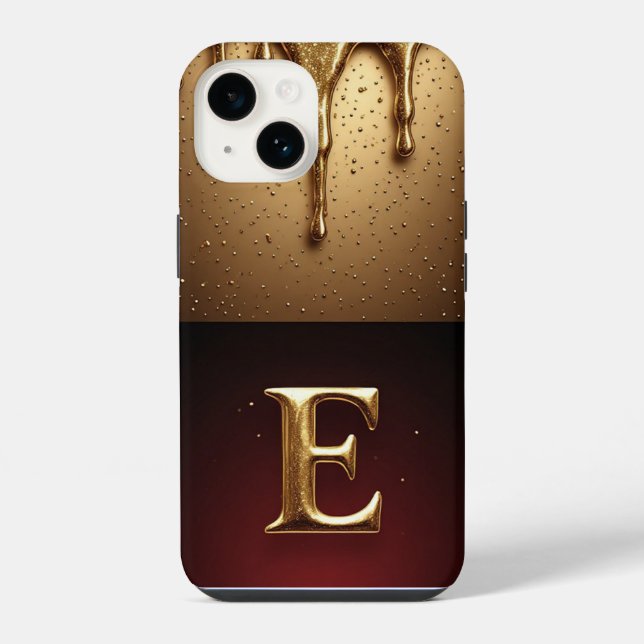 💎 Elegant Glitter E Monogram Dripping Luxe iPhone Case (Back)