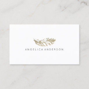 Elegant Glitter Feather Business Card