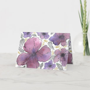 Elegant Glitter Floral Birthday Thank You Card