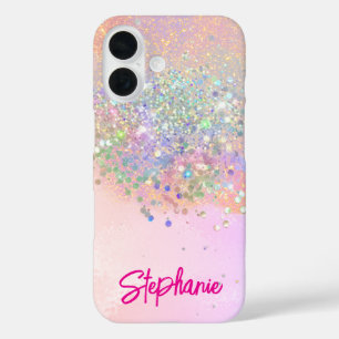 Elegant Glitter Girly Pink iPhone 16 Case