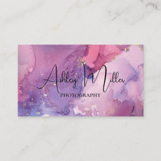 elegant glitter gold and purple business card