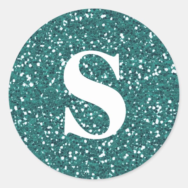 Elegant Glitter Gold Monogram Envelope Seal (Front)