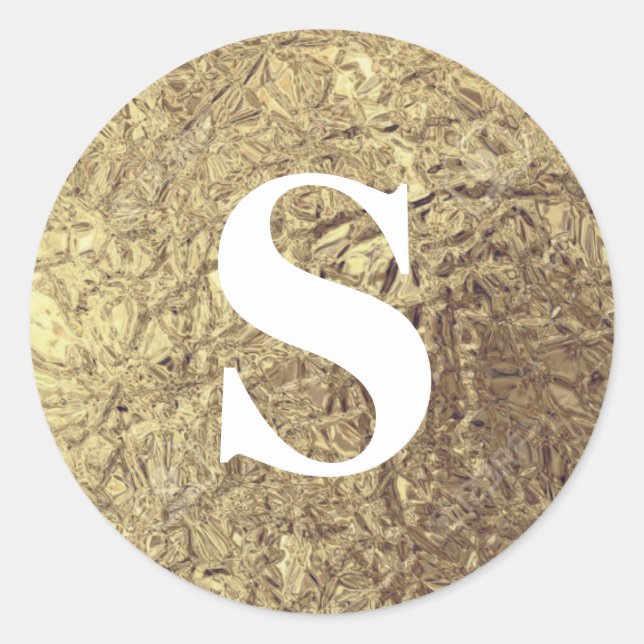 Elegant Glitter Gold Monogram Envelope Seal (Front)