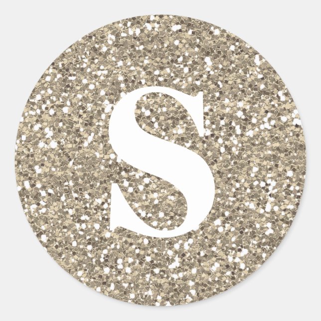 Elegant Glitter Gold Monogram Envelope Seal (Front)