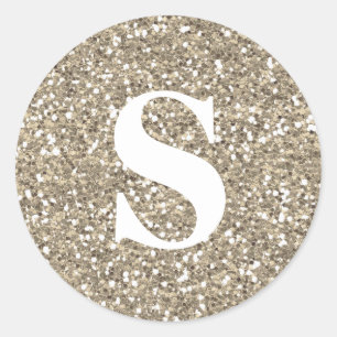 Elegant Glitter Gold Monogram Envelope Seal