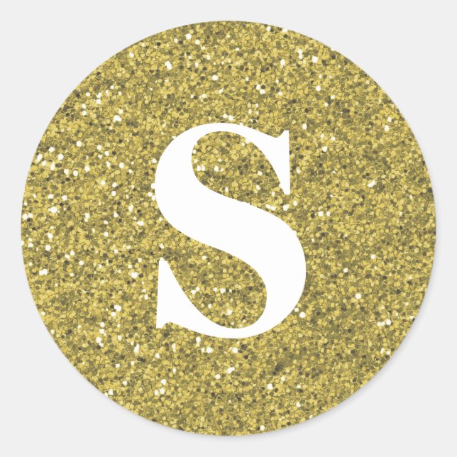 Elegant Glitter Gold Monogram Envelope Seal (Front)