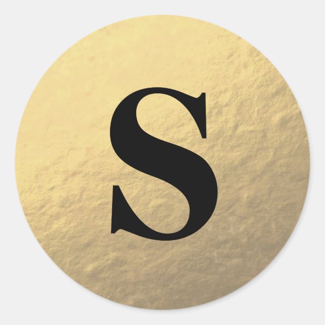 Elegant Glitter Gold Monogram Envelope Seal (Front)