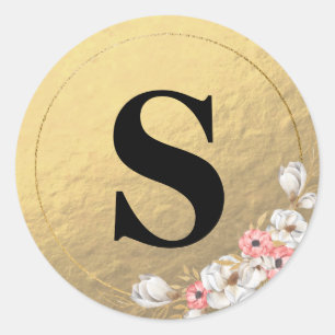 Elegant Glitter Gold Monogram Envelope Seal