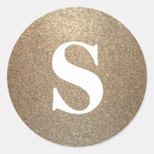 Elegant Glitter Gold Monogram Envelope Seal