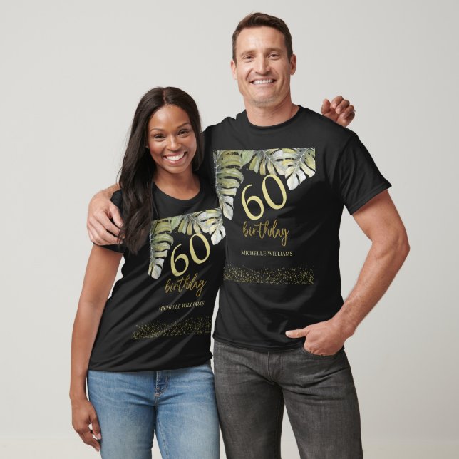 Elegant Glitter Gold Palm Calligraphy Birthday T-Shirt (Unisex)