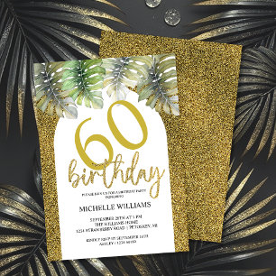 Elegant Glitter Gold Palm Calligraphy  Invitation