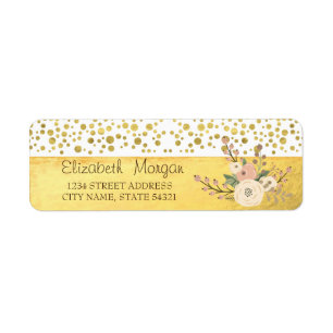Elegant,Glitter Heart,Confetti,Flowes AddressLabel