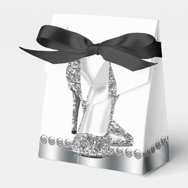 Elegant Glitter High Heel Shoe Favor Box (Front Side)