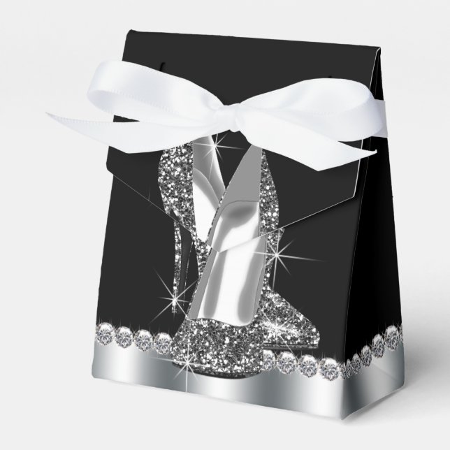 Elegant Glitter High Heel Shoe Favor Box (Front Side)