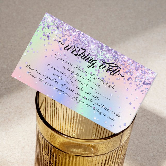 Elegant Glitter Holo Wishing Well for Wedding Enclosure Card (Creator Uploaded)
