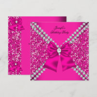 Elegant Glitter Hot Pink Diamonds Birthday Party