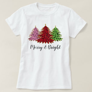 Elegant Glitter Leopard Christmas Tree T-Shirt