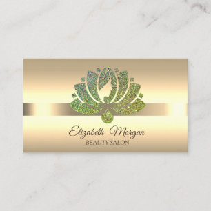 Elegant Glitter Lotus Flower Makeup Business Card