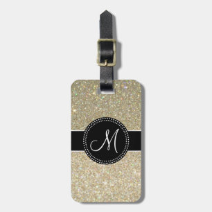 Elegant Glitter Luggage Tag w/ leather strap