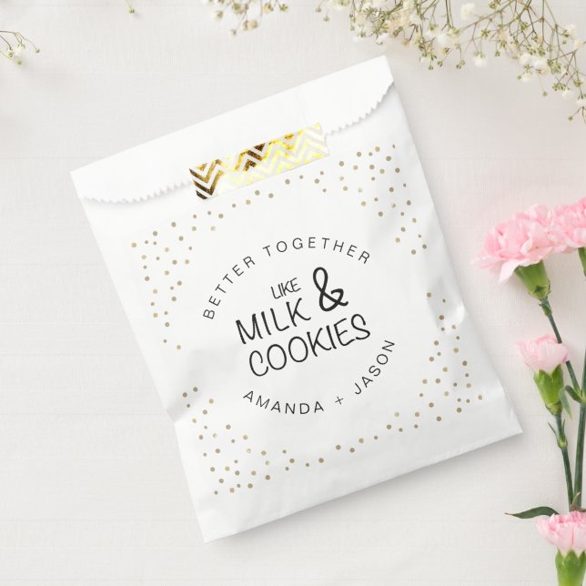 Elegant Glitter Milk and cookies Wedding Favour Ba Favour Bag (Sealed)
