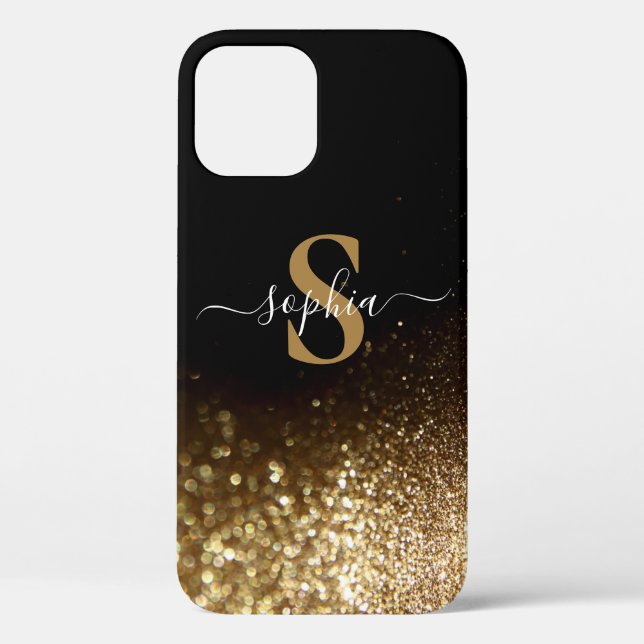 Elegant Glitter monogrammed Name Case-Mate iPhone Case (Back)