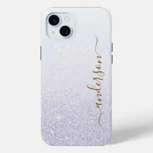Elegant Glitter monogrammed Name iPhone 15 Mini Case
