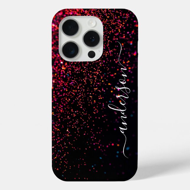 Elegant Glitter monogrammed Name Case-Mate iPhone Case (Back)