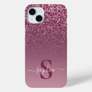 Elegant Glitter monogrammed Name iPhone 15 Mini Case