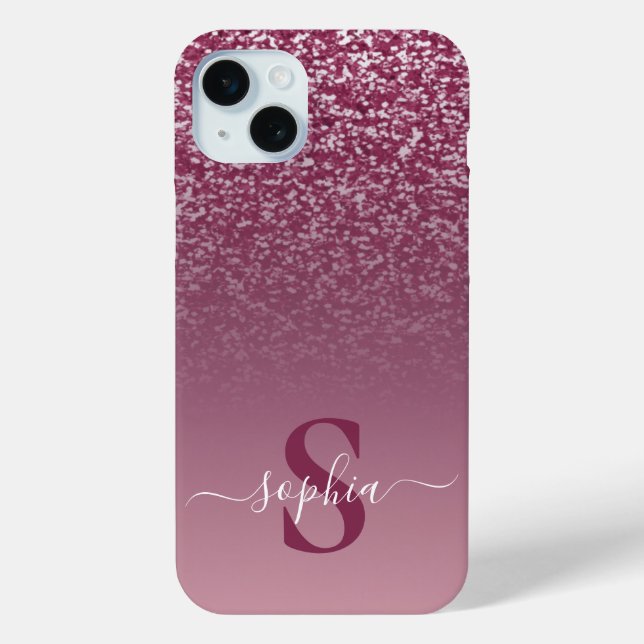 Elegant Glitter monogrammed Name Case-Mate iPhone Case (Back)