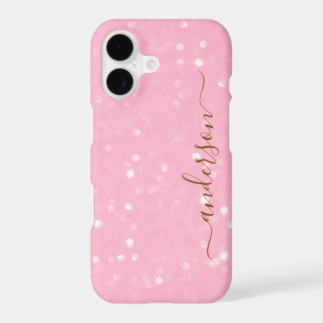 Elegant Glitter monogrammed Name iPhone Case (Back)
