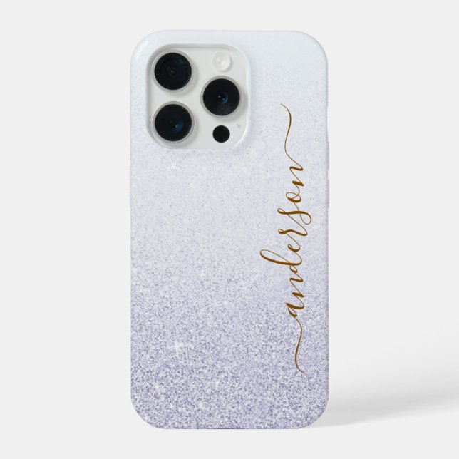 Elegant Glitter monogrammed Name iPhone Case (Back)