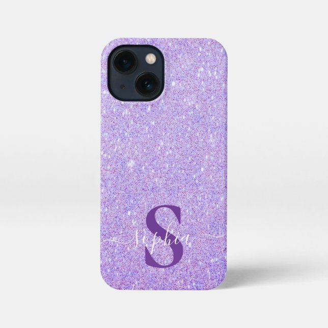 Elegant Glitter monogrammed Name iPhone Case (Back)