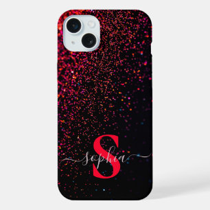 Elegant Glitter monogrammed Name iPhone 15 Plus Case