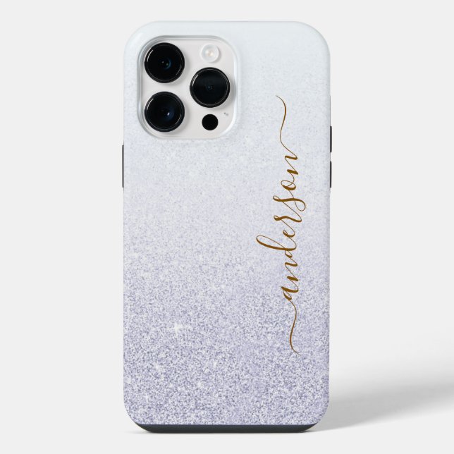 Elegant Glitter monogrammed Name iPhone Case (Back)