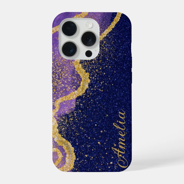 Elegant Glitter monogrammed Name iPhone Case (Back)