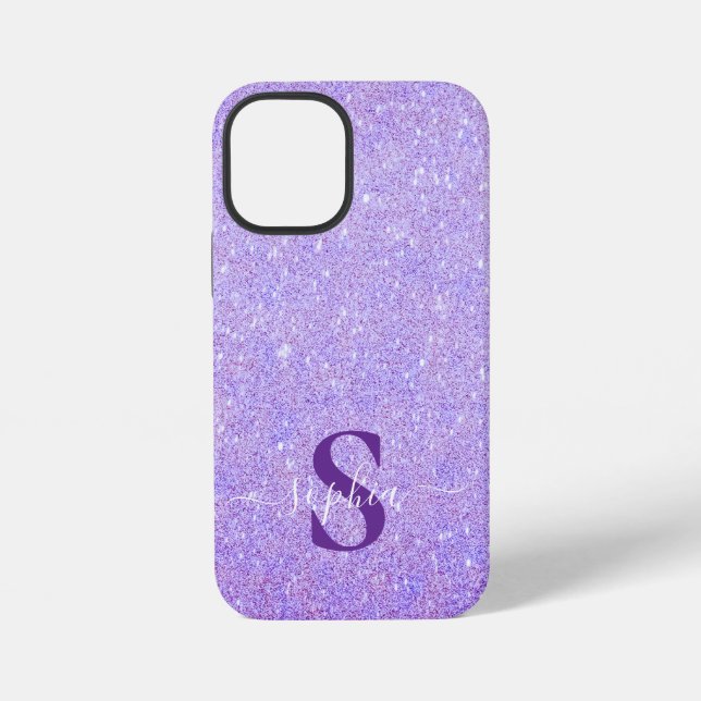 Elegant Glitter monogrammed Name iPhone Case (Back)
