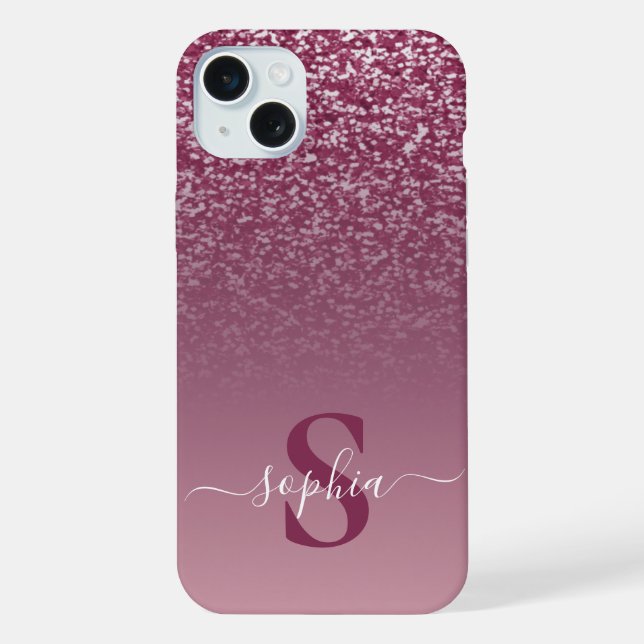 Elegant Glitter monogrammed Name iPhone Case (Back)