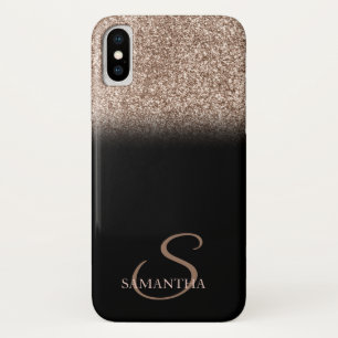Elegant Glitter Ombre Black Monogram Case-Mate iPhone Case
