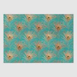 Elegant Glitter Peacock Feathers Pattern   Tissue Paper