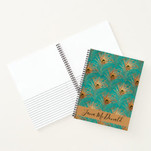 Elegant Glitter Peacock Feathers Sketch/Story Notebook