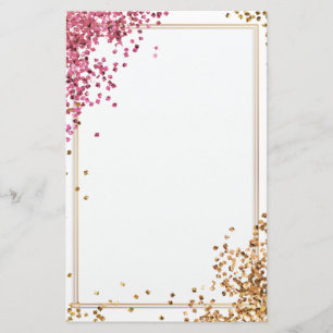 Elegant glitter pink gold stationery 5.5" x 8.5"