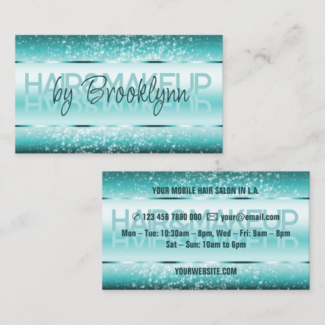 Elegant Glitter Product Labels Light Teal Aqua  Business Card (Front/Back)