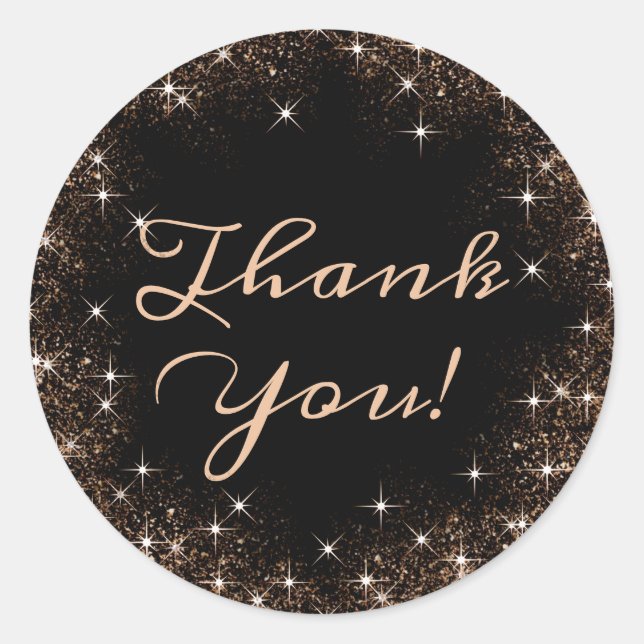 Elegant Glitter Product Packaging Thank You Labels (Front)
