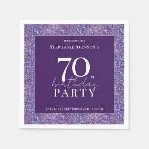 Elegant Glitter Purple 70th Birthday Party Napkin