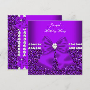 Elegant Glitter Purple Diamonds Birthday 2 Invitation