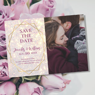 Elegant Glitter Purple Photo  Save The Date