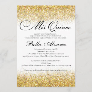 Elegant Glitter Quinceañera Invitation Mis Quince